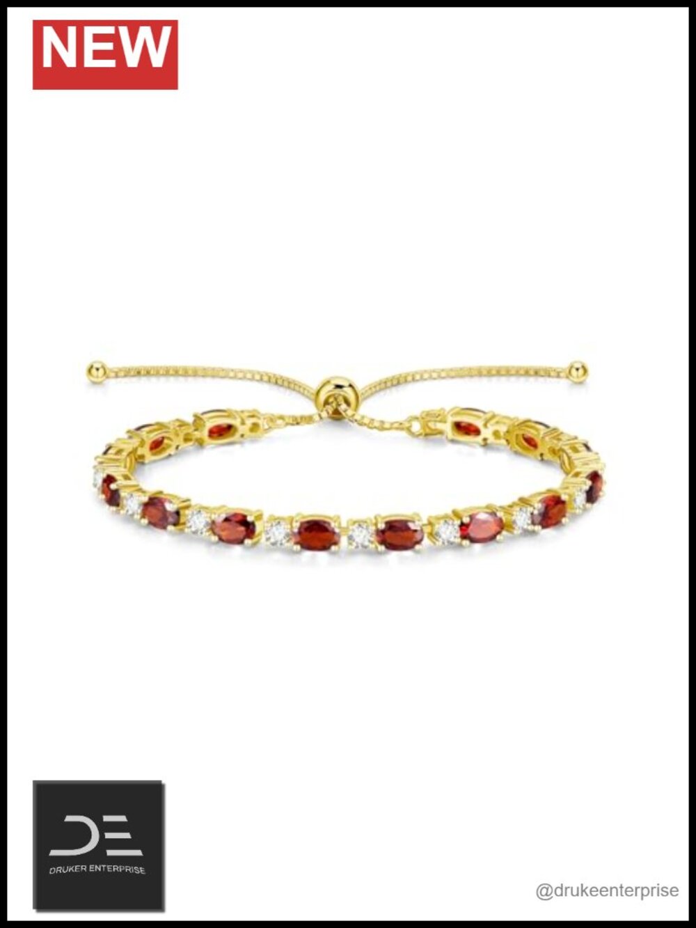 14K Gold Plated Sterling Silver Adjustable Bolo Tennis Bracelet for Women